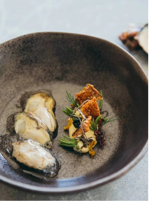 Oyster course with fine garnishes